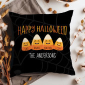キャンディーコーンファミリーネームパーソナライズされたハロウィーン クッション