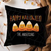 キャンディーコーンファミリーネームパーソナライズされたハロウィーン クッション