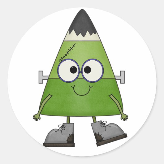 キャンディーコーンフランケンシュタインハロウィーン ラウンドシール (正面)