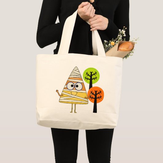 キャンディーコーンミームハロウィーン ラージトートバッグ (正面(商品))