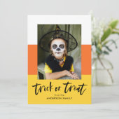 キャンディーコーン | ハロウィーンフォトカードのトリックまたはトリートメント シーズンカード (スタンド正面)