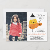キャンディーコーン | ハロウィーン誕生日パーティーの写真 招待状 (正面)