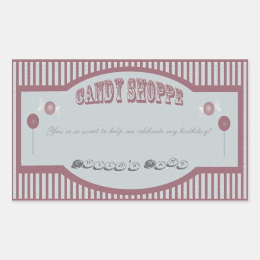 キャンディーショップシール – 赤 長方形シール (正面)