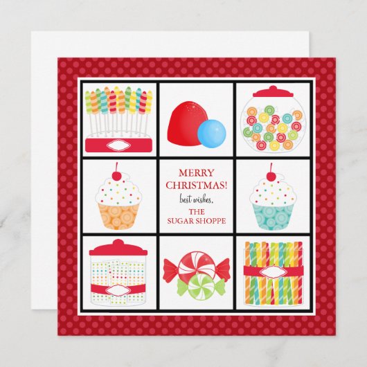 キャンディーショップビジネスクリスマスカード シーズンカード (正面/裏面)