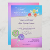 キャンディースイーツバルミツワーブルーラズベリー 招待状 (正面/裏面)