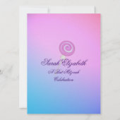 キャンディースイーツバルミツワーブルーラズベリー 招待状 (裏面)