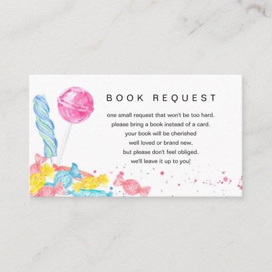 キャンディースイートショップベビーシャワー予約リクエスト エンクロージャーカード (正面)