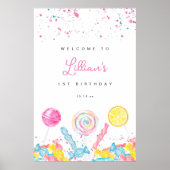 キャンディースイートショップ誕生日ウェルカムサイン ポスター (正面)