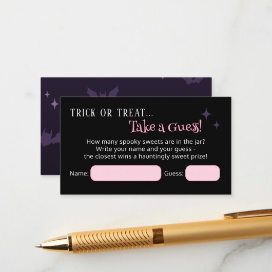 キャンディーズのハロウィーン赤ちゃんシャワーゲームの数 エンクロージャーカード (正面/裏面インサイチュ)