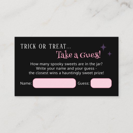 キャンディーズのハロウィーン赤ちゃんシャワーゲームの数 エンクロージャーカード (正面)