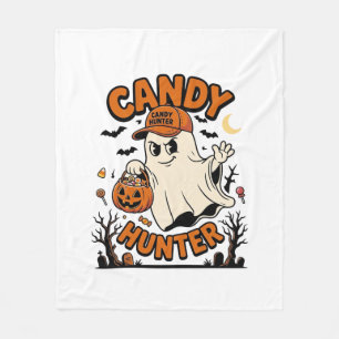 キャンディーハンター ハロウィン ゴースト パンプキンバケツ_1 フリースブランケット