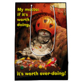 キャンディーバケットの下の猫 ミディアムペーパーバッグ (裏面)