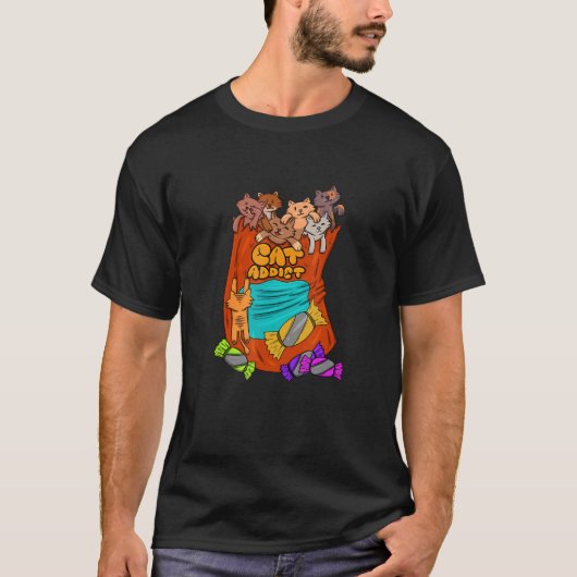 キャンディーバッグの子猫 猫中毒 Tシャツ (正面)