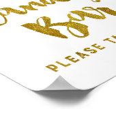 キャンディーバー ウェディングまたはシャワーサイン ゴールド コンフェッティ ポスター (角)