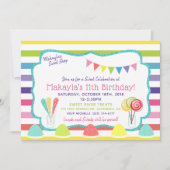 キャンディーパーティースイートショップ誕生日パーティーの招待 招待状 (正面)
