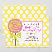 キャンディーポップ ドット 招待状 (正面/裏面)