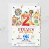 キャンディーランドのキャンディー招待状（テーマ2）-2歳 招待状 (正面)