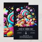 キャンディーランドの至福の誕生日 招待状 (正面/裏面)