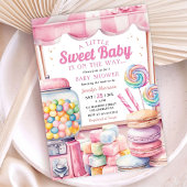 キャンディーランドベビーシャワーガールピンク甘い 招待状