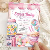 キャンディーランドベビーシャワーガールピンク甘い 招待状