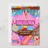 キャンディーランド パーティーファンタジー 誕生日 オーダーメイド 招待状 (正面)