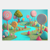 キャンディーレーン棒つきキャンデーツリーズガムドロップフォレカラフルスト ラッピングペーパーシート (正面3)