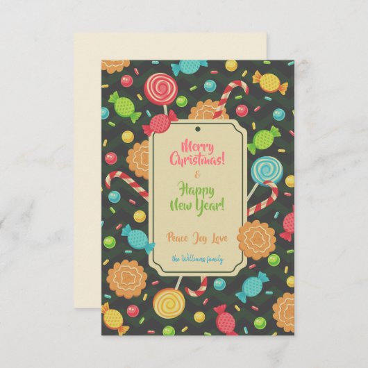 キャンディー付きクリスマスの招待状 招待状 (正面/裏面)