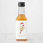 キャンディー棒 |おもしろいクリスマスホワイト&金ゴールド リキュールボトルラベル (正面)