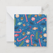 キャンディー・ケーンと包装されたクリスマス・キャンディー ノートカード (裏面)