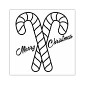 キャンディー・ケーンの輪郭を交差する二つのメリー・クリスマス ラバースタンプ (インプリント)