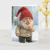 キャンディー・ケーンを楽しむクリスマス格言 カード (黄色い花)