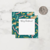 キャンディー・ケーン  ホーリー  松の枝  鳥 ノートカード (正面/裏面インサイチュ)