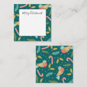 キャンディー・ケーン  ホーリー  松の枝  鳥 ノートカード (正面/裏面)