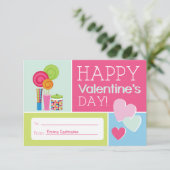 キャンディー＆ハーツ こども バレンタインカード / クラスルーム バレンタイン 招待状 (スタンド正面)