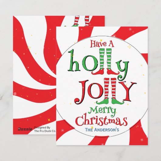キャンディー ペッパーミント スワール ホリー ジョリー メリー クリスマス (正面/裏面)