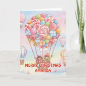 キャンディー ホットエアバルーン クリスマス 子供 カード (正面)
