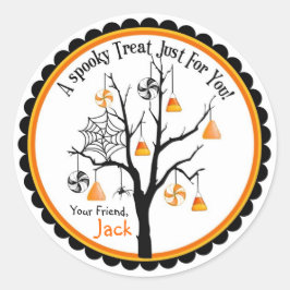 キャンディ不気味ツリーハロウィーンビーフスティッカー ラウンドシール