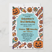 キャンディ不気味・ジャック・オ・ランタン・ハロウィーン誕生日 招待状 (正面)