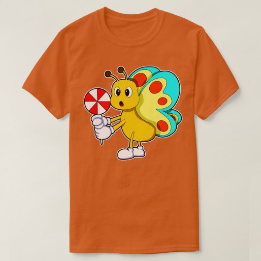 キャンディ付き蝶 Tシャツ (デザイン正面)