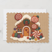 キャンディ刺繍のジンジャーブレッドハウスのデザイン シーズンカード (正面)