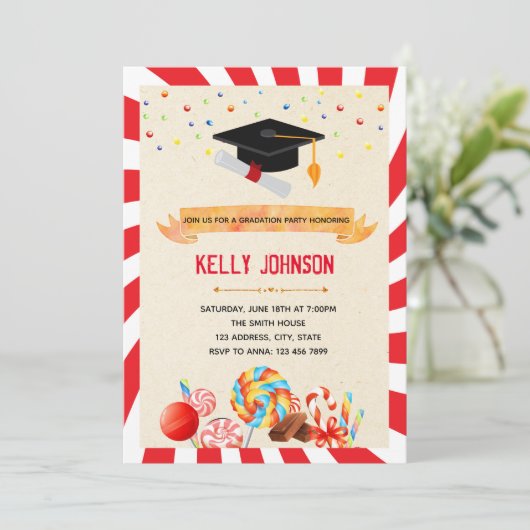 キャンディ卒業式パーティーの招待状 招待状 (スタンド正面)