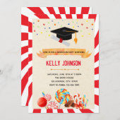 キャンディ卒業式パーティーの招待状 招待状 (正面/裏面)