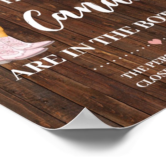 キャンディ女性のカーボーイ赤ちゃんシャワーゲームの看板 ポスター (角)