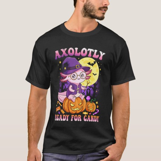 キャンディ好きなウーパールーパー 愛らしい子供用 おもしろ ウーパールーパーグッズ Tシャツ (正面)