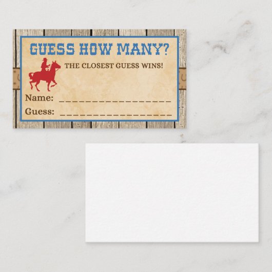 キャンディ推測ゲームチケットカウボーイ エンクロージャーカード (正面/裏面)