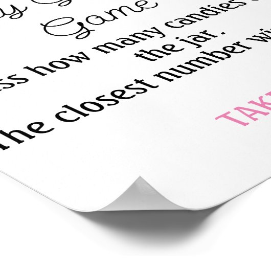 キャンディ推測ゲームピンクの女の子の赤ちゃんシャワー ポスター (角)