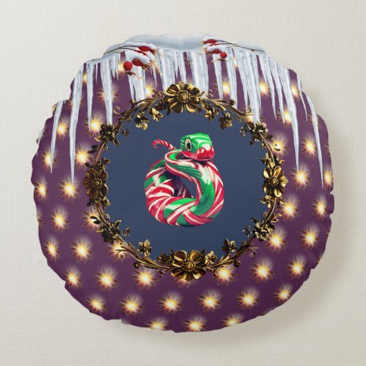 キャンディ杖スネークピロー ラウンドクッション (正面)