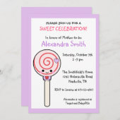 キャンディ棒つきキャンデーベビーシャワー 招待状 (正面/裏面)