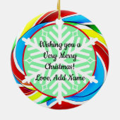 キャンディ棒つきキャンデーリアリスティック食べ物クリスマス セラミックオーナメント (裏面)