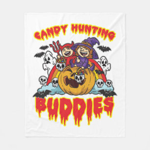 キャンディ狩りバディズハロウィンツインコスチューム フリースブランケット